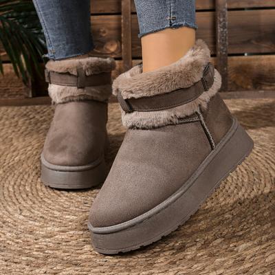 Мода 2025 Осень/Зима Новая Женская Мода Горячий Продавец Ботинки Повседневные Универсальные Круглый Носок Теплые на Флисовой Подкладке Толстая Подошва Зимние Ботинки