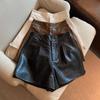 New Year's Hot Girl Leather Shorts: Solid Color, High-Waist, Slimming Petite for Spring/Summer