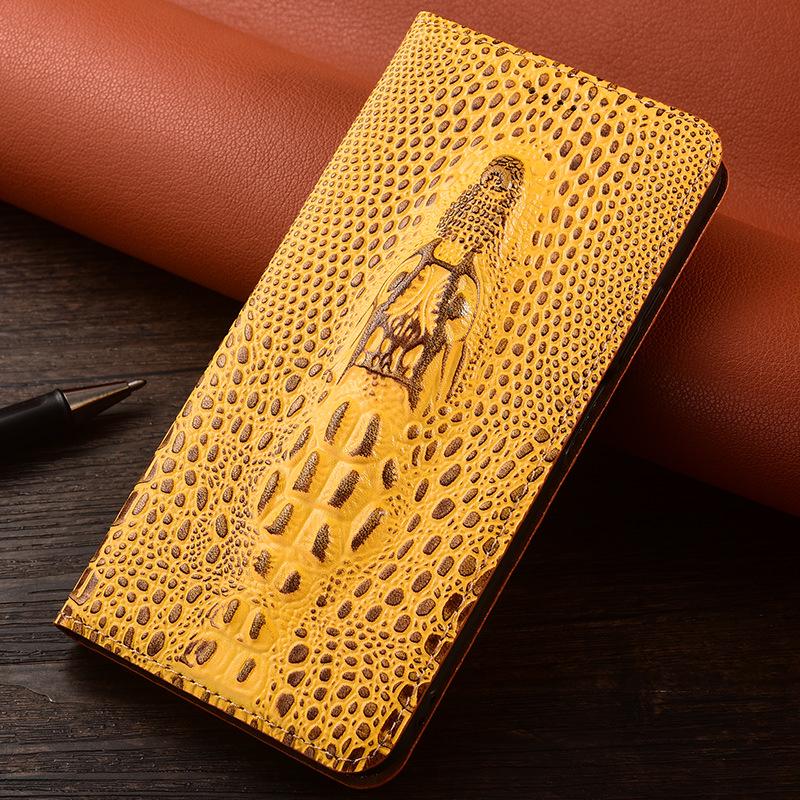 Genuine Leather Flip Cover for Samsung A90 5G, Galaxy C9 Pro, C7, C5 Pro - Crocodile Pattern Protective Case