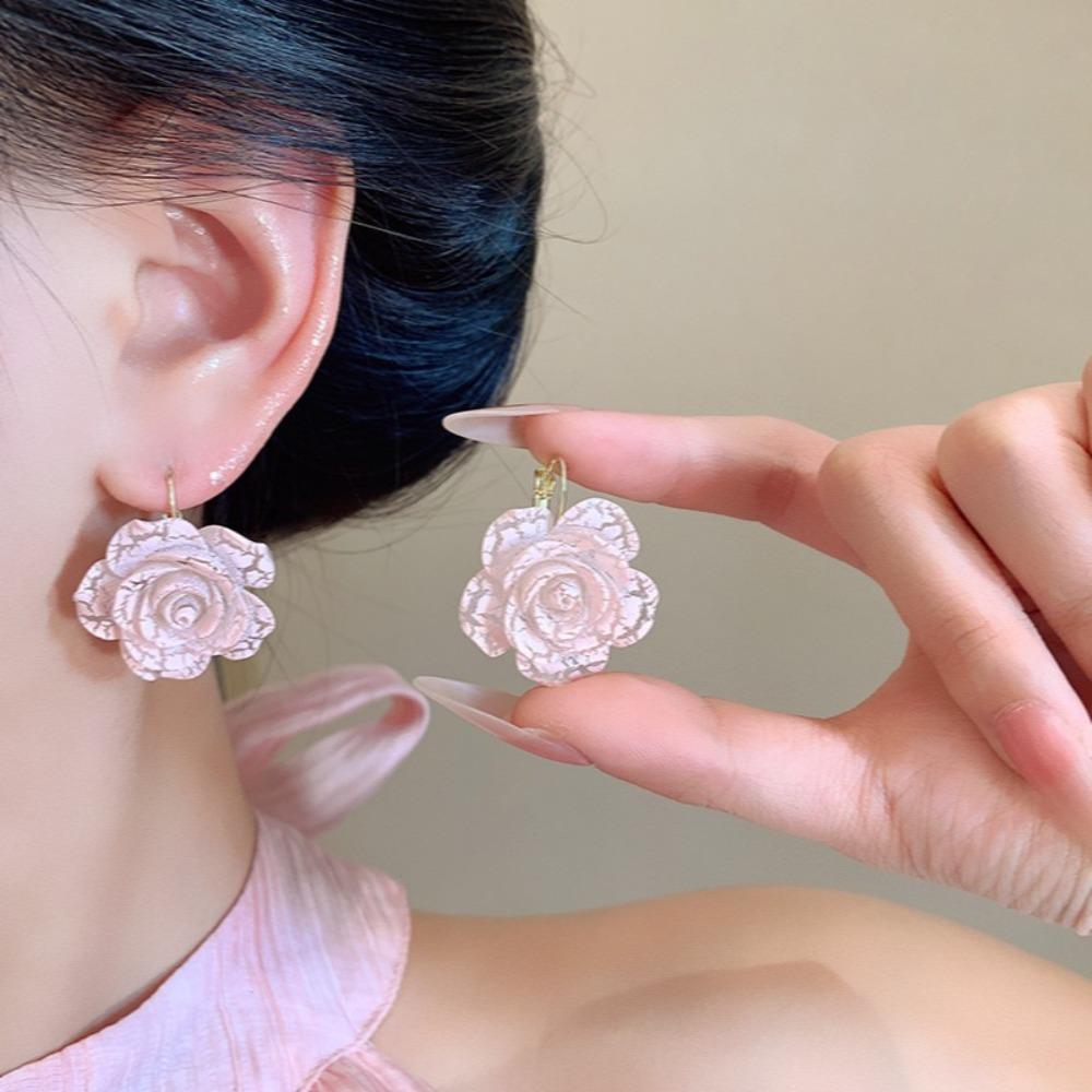 Resin Rose Flower Earrings Vacation Women's Jewelry Exquisite Flower Stud Earrings  Ladies/Girls