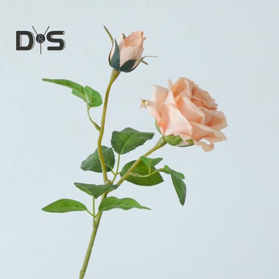Искусственная роза со стеблем 2 головки Не увядает без полива Реквизит для свадебных фото Реалистичные многоразовые ветки искусственных цветов Товары для украшения дома