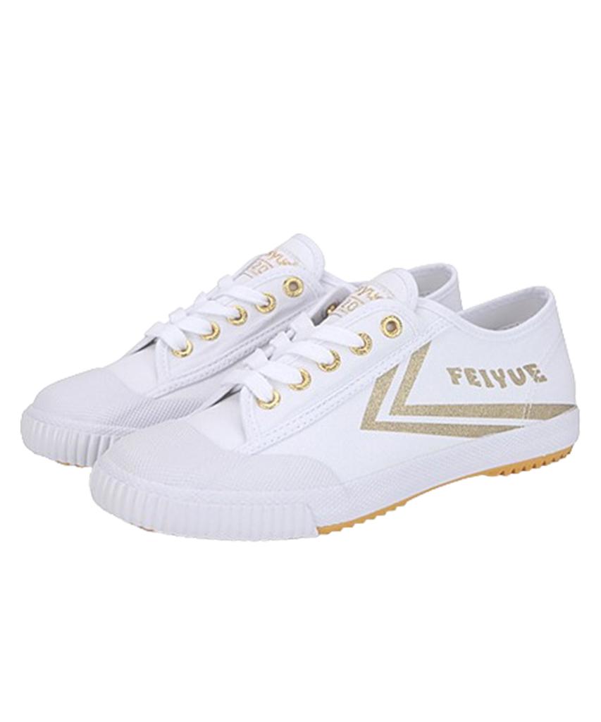 Feiyue Fe Lo 1920/Белый холст с золотым металлическим логотипом и шевроном/Fu100169