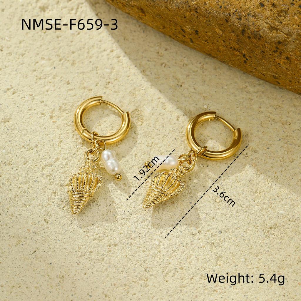 GEMCHIC Women's Summer Ocean Style Stainless Steel Beach Earrings Starfish Shell Fashion Ear Pieces
