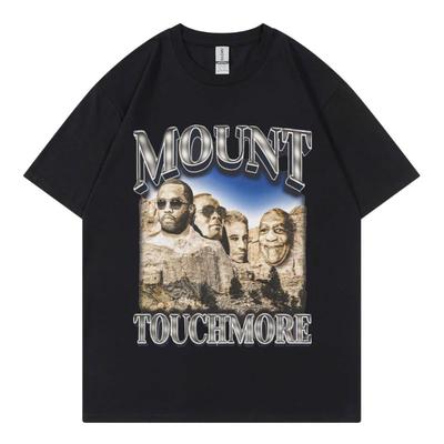 Смешная футболка P Diddy Mount Touchmore Хип-хоп Винтажная одежда Футболка с коротким рукавом унисекс Модная Оверсайз Уличная одежда Футбол...