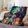 1Pc Psychedelic Rick Morty Adventure Flannel Blanket, Soft And Comfortable, Casual Warm, Camping Travel, Christmas, Halloween Xmas Gift L1121
