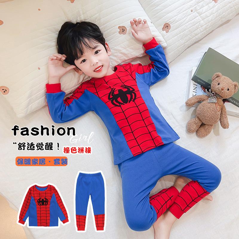 Boys Spider Man Pajama Set Long Sleeve Top and Pants for Spring Autumn Winter