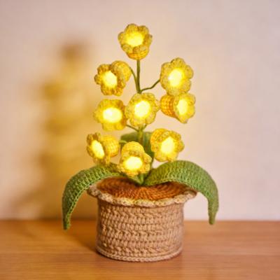Ландыш Лампа Вязаная Искусственный Цветок Ночник Ручной Работы Горшечное Растение Настольная Лампа для Женщин Жены Девушки День Святого Валентина День Матери