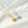 Hot Selling Ins Design Women's Stainless Steel Necklace Trendy Sunflower Pendant Square Pearl Chain High Quality Fashion Jewelry