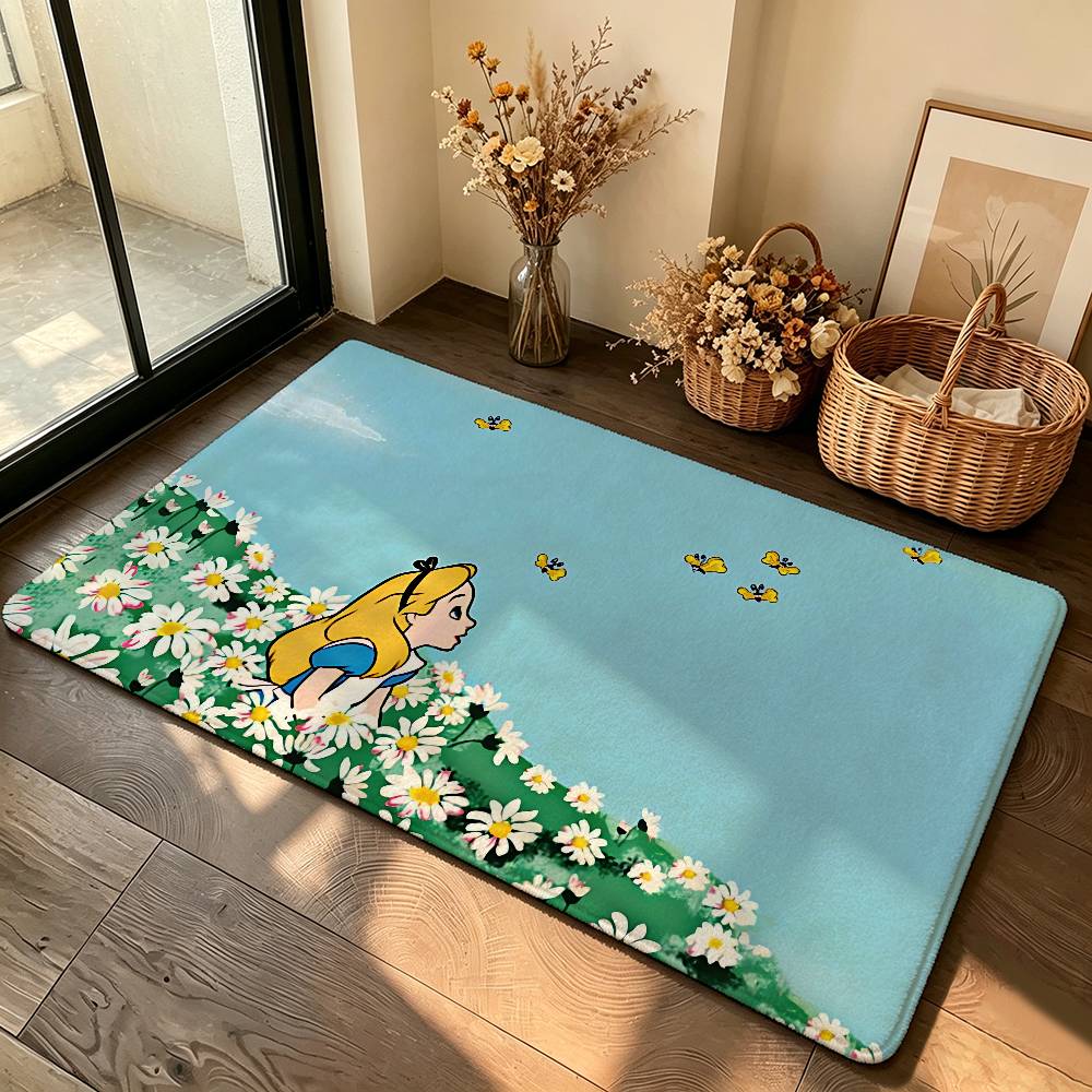 Classic Anime-A-alice In-W-wonderlandS Cute Carpet Bathroom Anti-slip Mat Door Mat Home Decoration Mat Entrance Door Mat