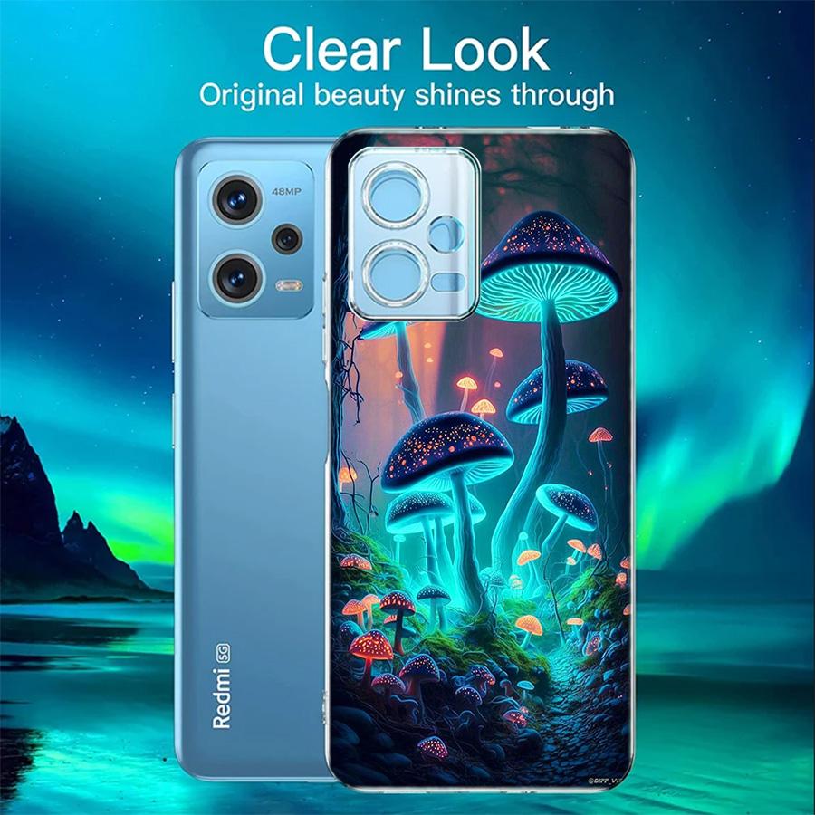 Dream Forest Landscape Mushroom House Phone Case For Redmi 12 13C 12C 15C 9 10 10C Note 13 Pro Plus 14 15 Pro 9T 9C 9A TPU Soft