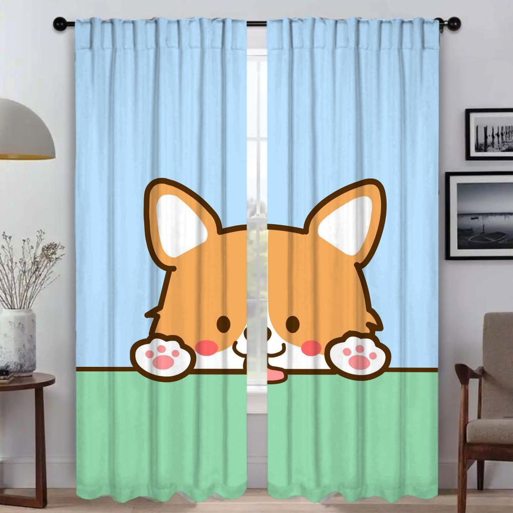 C-Corgi Butt Anti-mosquito Curtains for Living Room Shades Window Curtain Tulle for Bedroom Halloween Decoration Partition Child