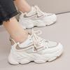Новая модная женская спортивная обувь на платформе, весенняя повседневная женская вулканизированная обувь на массивной шнуровке с дышащей сеткой и платформой