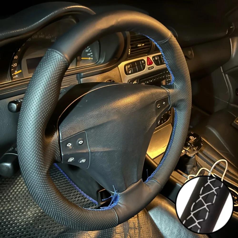 Customized Car Steering Wheel Cover C-Class Kompressor 2001-2006 Non-Slip Car Hand-sewn Steering Wrap For Mercedes-Benz W203