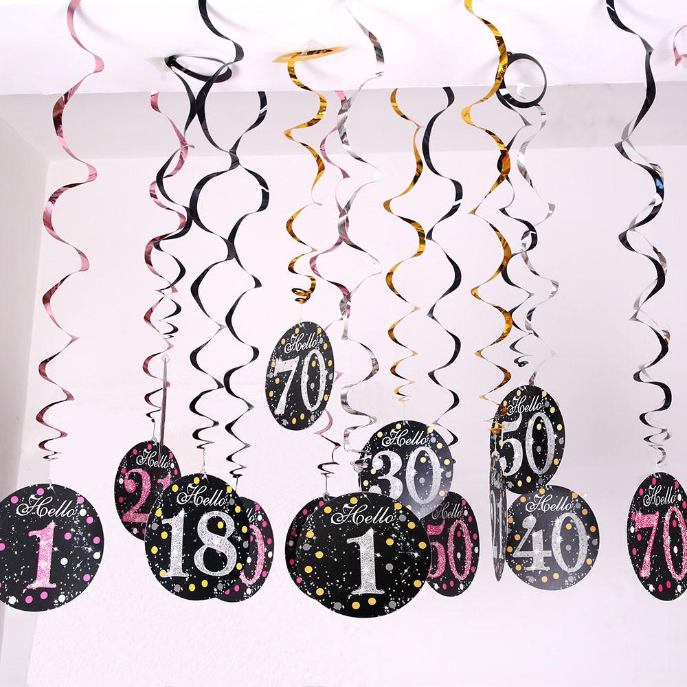 Elegant Spiral Black And Fuchsia 70th Birthday Celebration Party Decorations