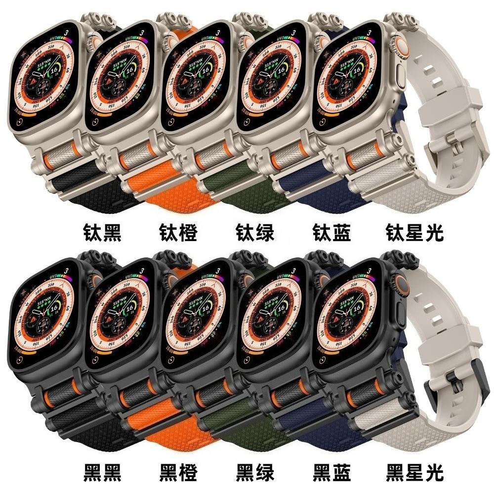 Спортивный ремешок из резины для Apple Watch Ultra 3 49 мм Серии 11 10 46 мм Силиконовый металлический браслет для iWatch 9 8 7 6 SE 44 мм 45 мм Ремешок