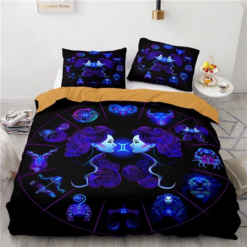 Zodiac Constellation Starry Sky Printed Duvet Cover Set Pillowcase 3d Bedding Set Europe/Australia/USA Twin Full Queen King Size