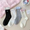 Female Spring and Autumn Sweet Cartoon Cat Pendant Collision Color Polka Dot Bubble Mouth College Wind Tube Pile Socks