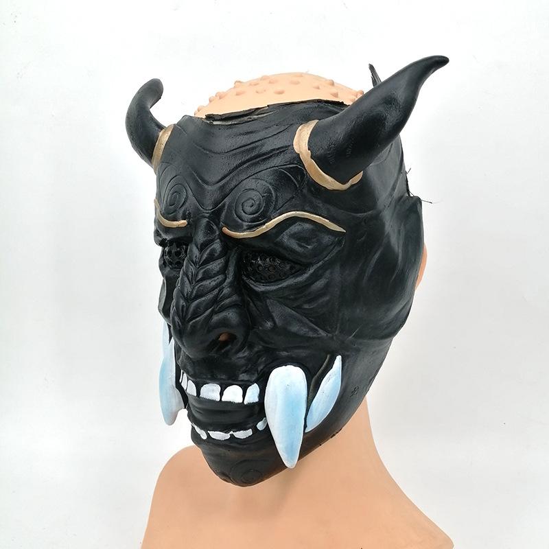 Halloween Crimson Manjushri Mask cosplay Japanese-style red-faced ghost mask with fangs, a latex head covering