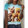 Summer Fashion Women's  Kawaii Animal Stylish Printed Casual Short Sleeve Crew Neck Tees Round Neck Regular
