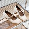 Thick Heel Height Increase Mary Jane Shoes Women's Summer New Fashion Square Head Light Mouth Small Leather Shoes One-word Buckle