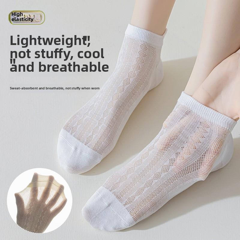 7 пар женских летних тонких хлопковых сетчатых дышащих спортивных коротких носков с подъемом ушей