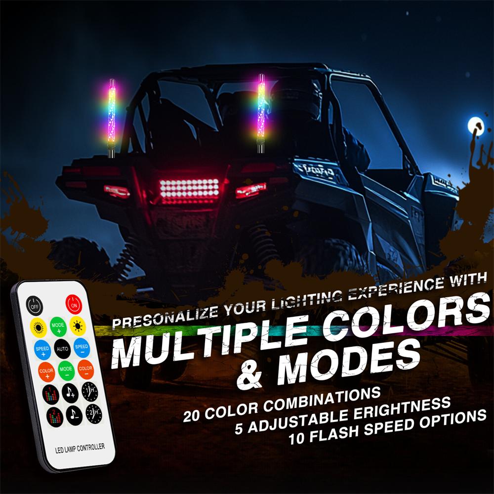 RGB Spiral Whip Light Pair for Truck SUV Jeep