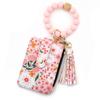 Boho Style Silicone Bead Bracelet Keychain Fragmented Design Leather Card Bag Keychain  Travel