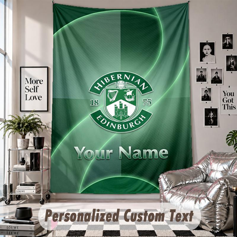 Custom Tapestry Wall Hanging, Hibernian FC Personalized Name Text Home Wall Decor