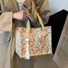 Сумка с цветочным принтом большой вместимости для женщин Новая сумка для хранения для женщин Ins Модная и универсальная льняная сумка через плечо для женщин