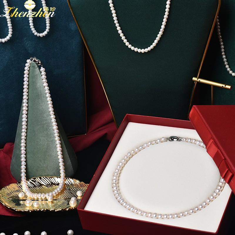 Authentic steamed bun-shaped natural freshwater pearl necklace, a high-end gift set for Mother's Day, perfect for mothers and elders