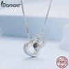 BAMOER стерлингового серебра 925 пробы двойное сердце кулон ожерелье ключицы звено цепи для женщин вечерние украшения подарок на день Святого Валентина