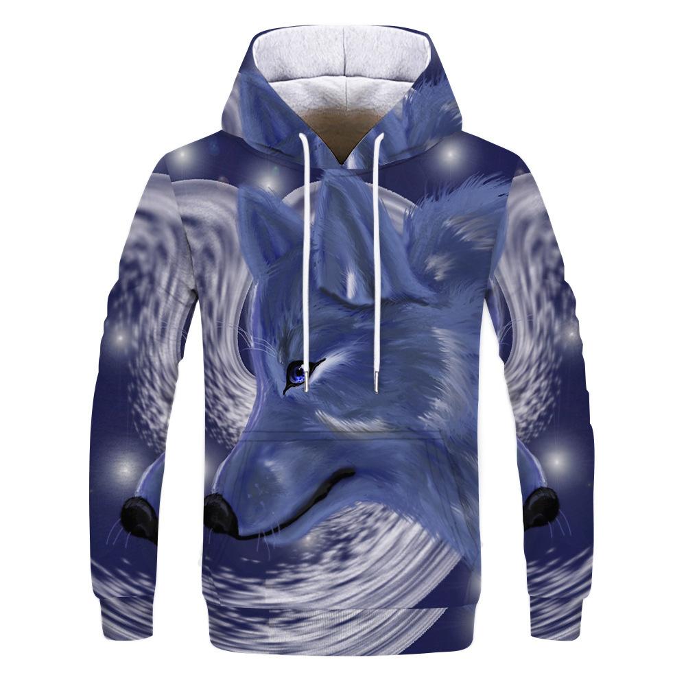 Spring Autumn Hooded Sweatshirt 3D Digital Printing Unisex Hoodies Men Women Wolf Fashion Loose Pullover