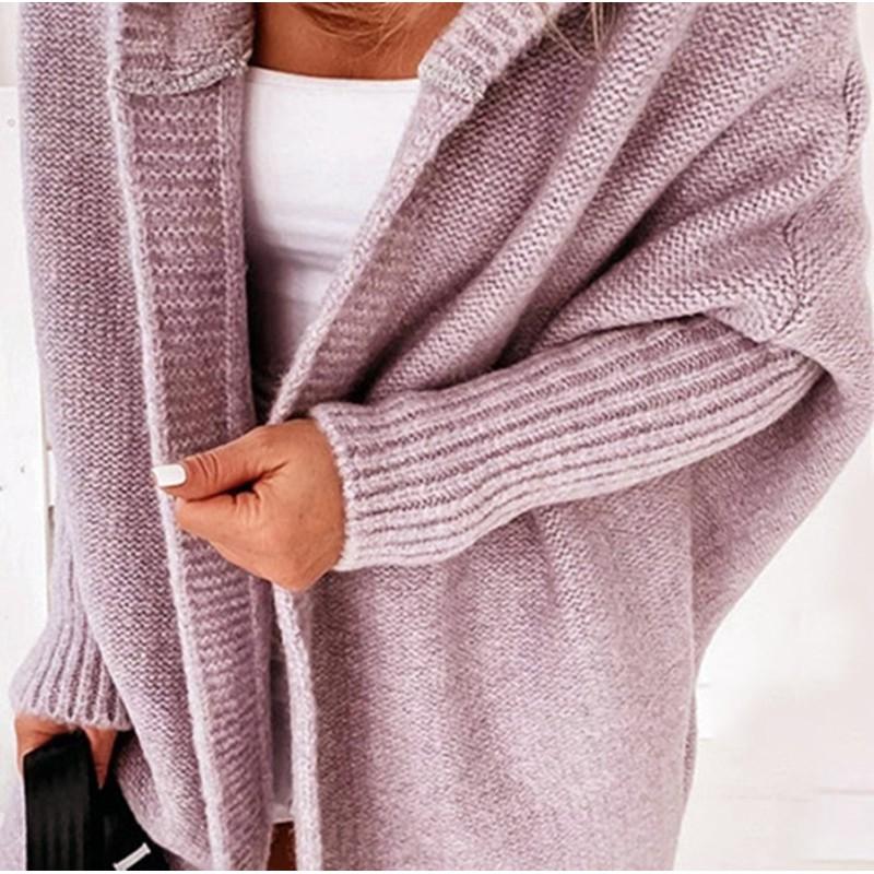2026 Oversized Hooded Knit Sweater With Batwing Sleeves Soft Acrylic Blend Streetwear Loose Fit