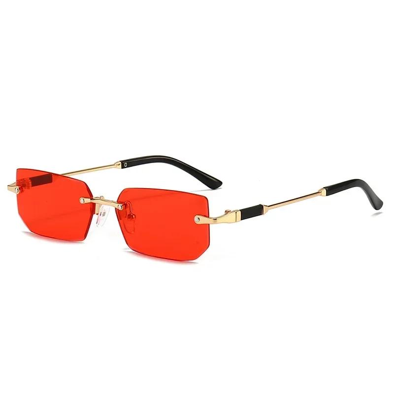Fashion Rimless Sunglasses for Men Women UV Protection Multi Color Glasses Outdoor Driving Travel Accessories