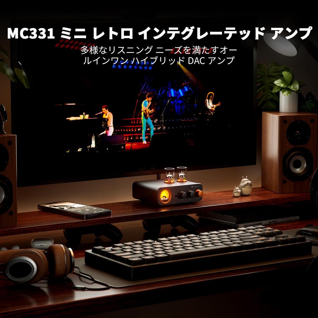 Fosi Audio MC331 ламповый интегральный усилитель с ЦАП для наушников HiFi Bookshelf, 2-канальный домашний аудиовход стереоусилителя мощности Vintage VU