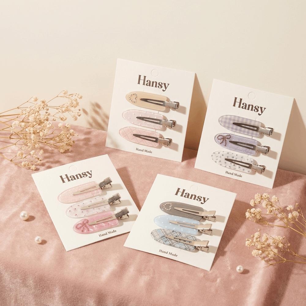 3 pcs/set Transparent Polka Dot Hairpin Set Acrylic Side Bangs Clip Seamless Hair Clip Girls