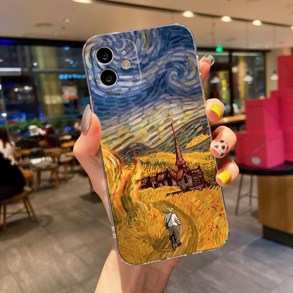 Van Gogh Starry Night Creative Print Phone Case for iPhone 17 16 15 14 13 12 11 Series Pro Max Plus Double Layer Protection