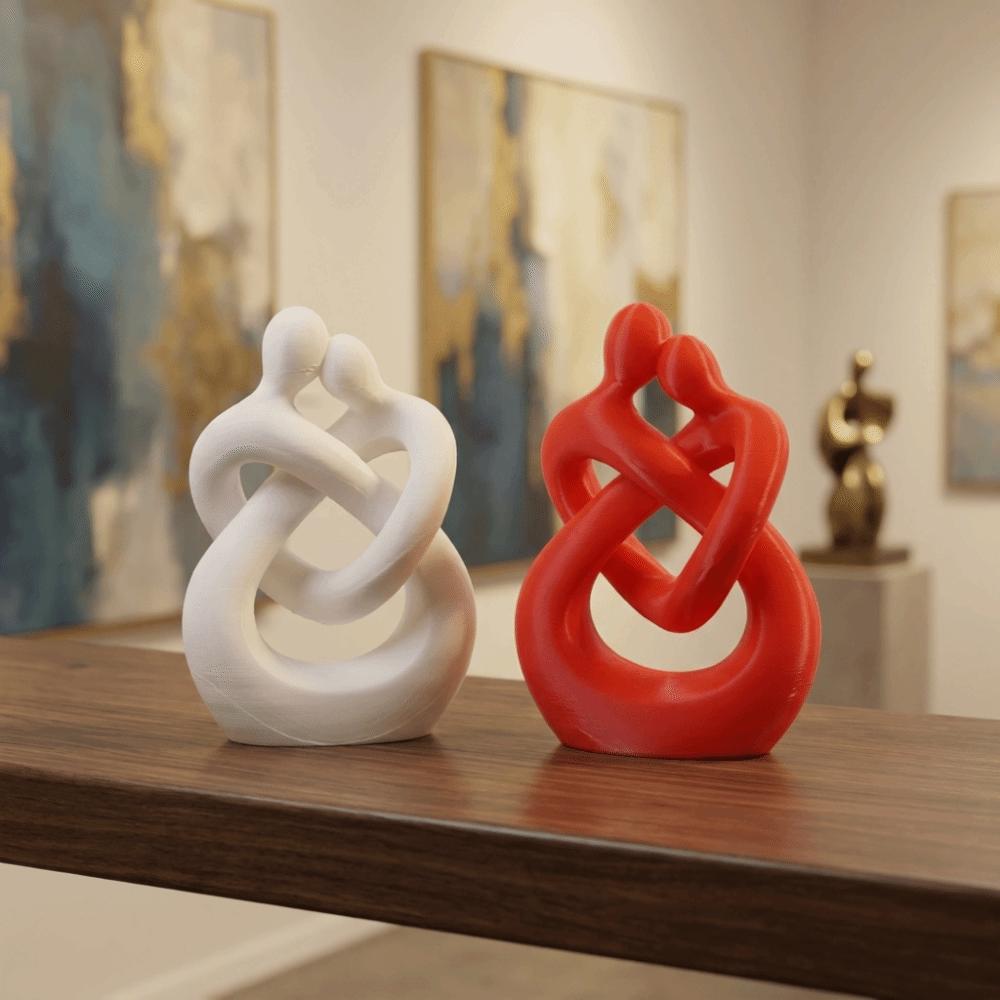 Romantic 3D Printed Figure Abstract Design Couple Embracing Sculpture Couple Ornament Art Display