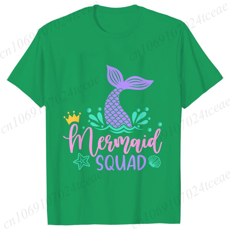 Принт Mermaid Squad Женские футболки с коротким рукавом Одежда Футболка Русалка Девочки Вечеринка по случаю дня рождения Женские топы Команда дня рождения Женские топы