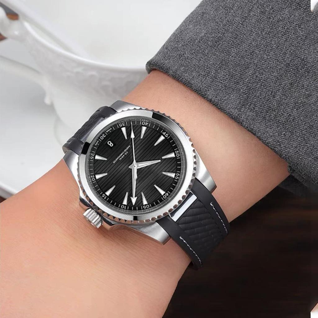 Watch Band 20mm OMEGA Belt Watch Strap SEAMASTER Omega Belt Silicone Rubber Belt Waterproof D Buckle Replacement Belt Watch Strap Compatible with