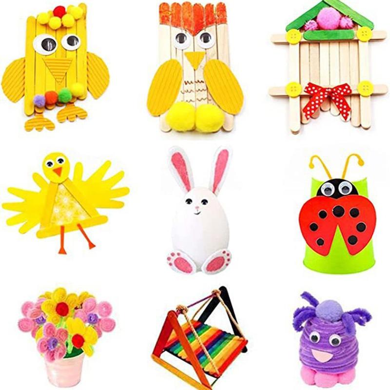 Children Handmade Material Set Puzzle Handicraft Toys Twisting Rod Plush Ball Simulated Eye Button Patch Paper Cuttings TMZ