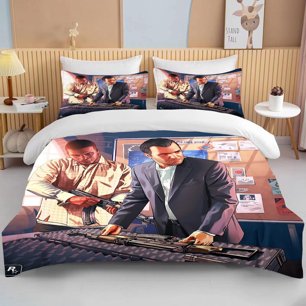 10 размеров 3D игра GTA V Постельный комплект Мультяшные пододеяльники Grand Theft Auto Постельное белье Постельные принадлежности с наволочкой Дропшиппинг
