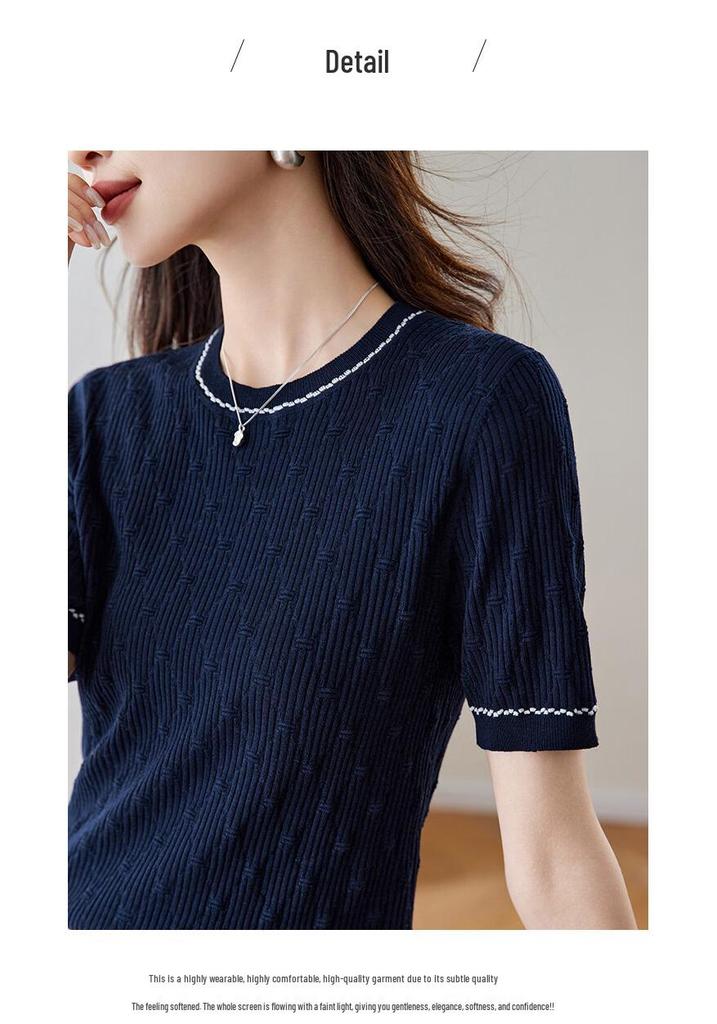 Srcr Silk-Blend Jacquard Ribbed Short-Sleeve T-Shirt