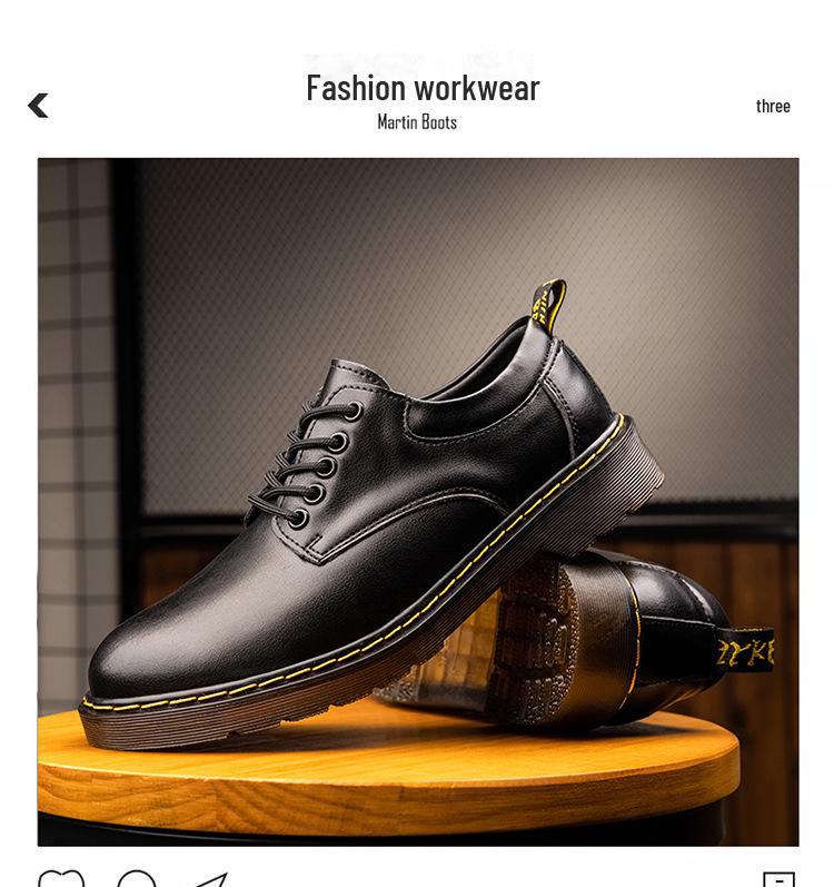 Мужские низкие ботинки Martin из натуральной кожи — большой размер, повседневная рабочая обувь в стиле ретро для весны и лета.