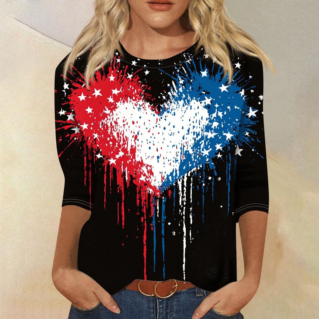 Женская футболка Повседневная футболка с принтом «День независимости», джемпер с круглым вырезом