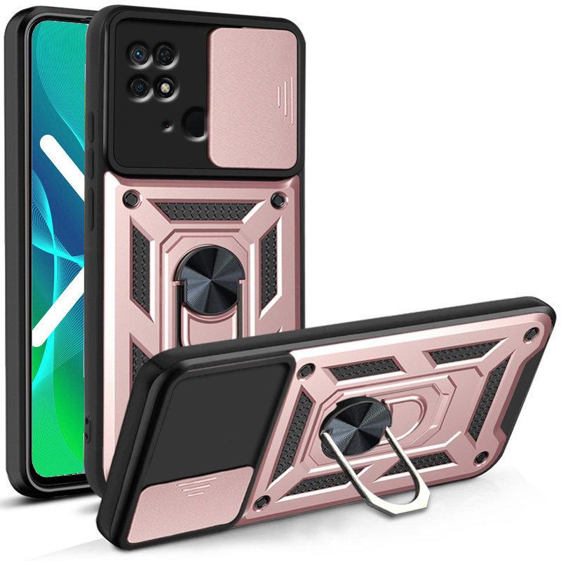 Armored case for Xiaomi Redmi 10C, CamShield Slide, rose gold