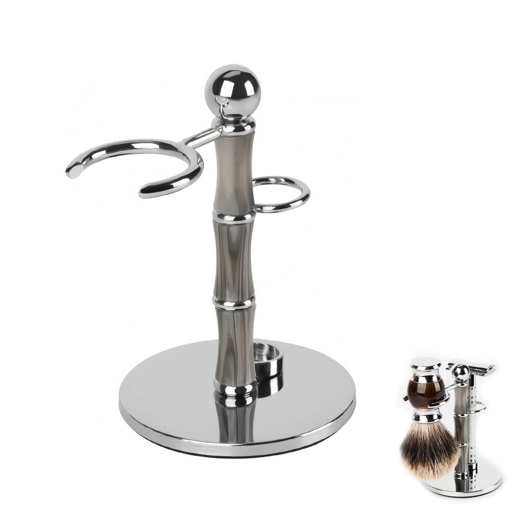 Linkidea Stainless Steel Razor Stand and Brush Holder with Creative Safety Shaver Compatible with Vikings Blade Chieftain and Odin Non-Slip Base,