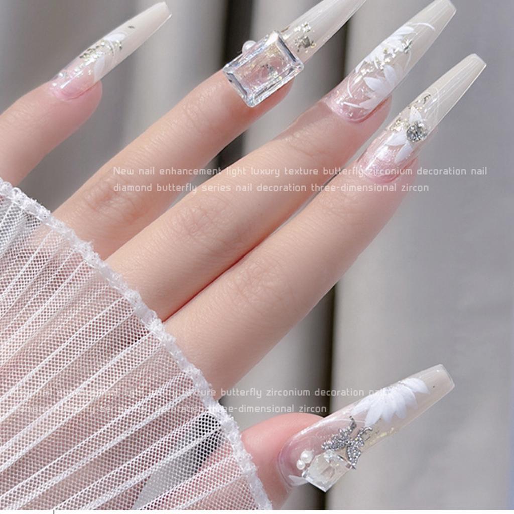 5Pcs Pointed Bottom Nail Rhinestones Gems 3D Mixed Shapes Clear Crystals Diamonds for Nail Phone Case Frame Crafts DIY