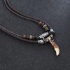 1PCS Bohemian Wolf Tooth Pendant Beaded Woven Necklace