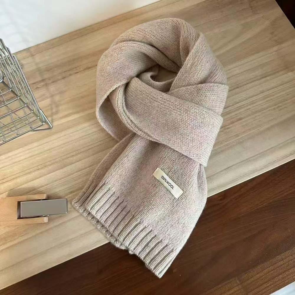 Solid Color Knitting Wool Scarf Cold-proof Winter Warmer Scarf Long Thickened Neckscarf Autumn